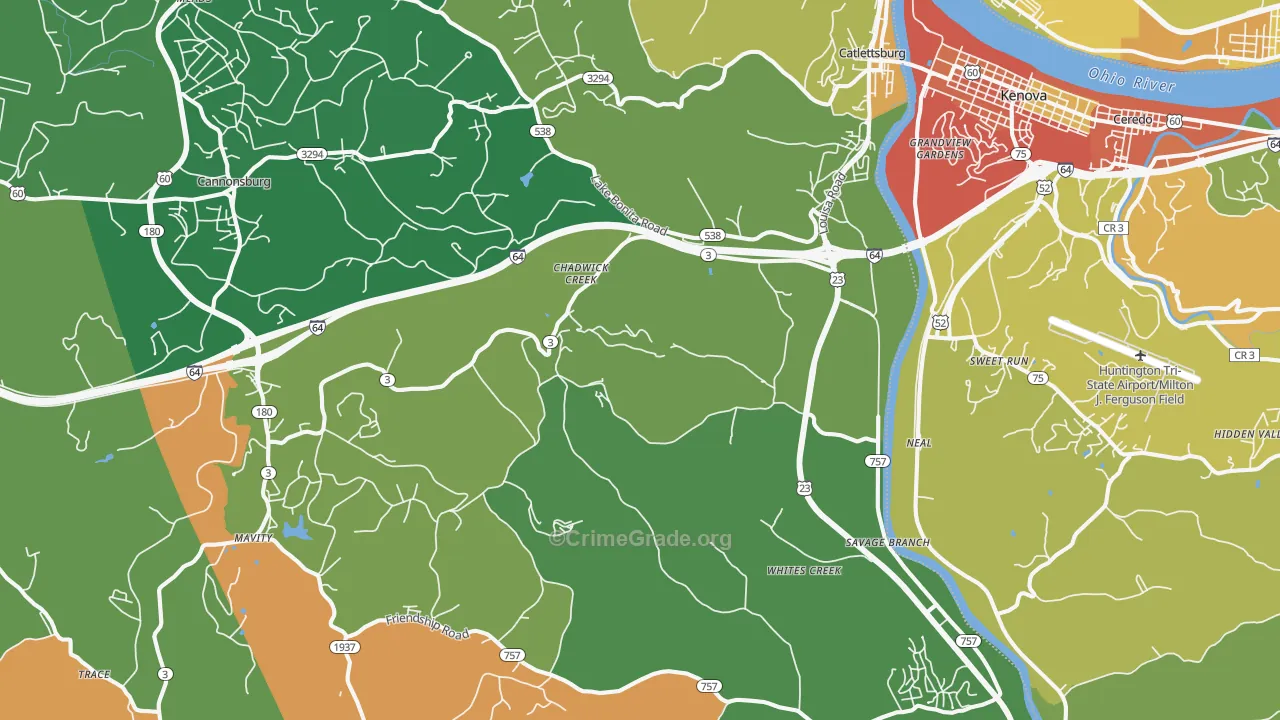 41129, KY Map of Drug-Related Crime Rates