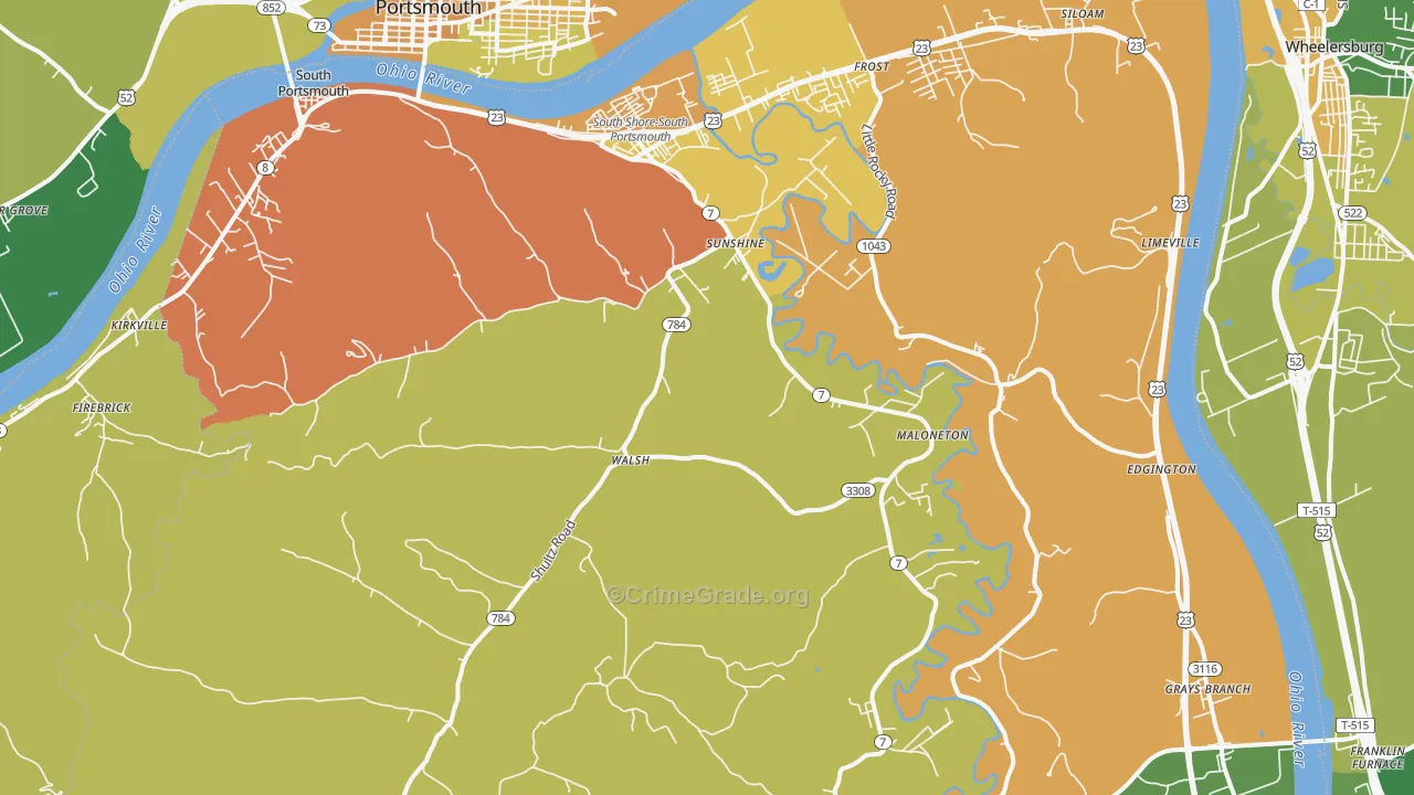 41175, KY Map of Drug-Related Crime Rates