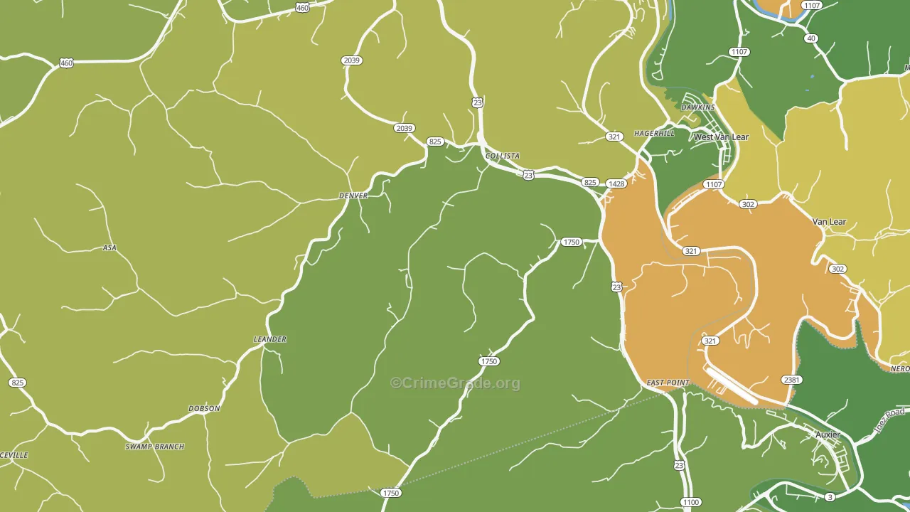 41222, KY Map of Drug-Related Crime Rates