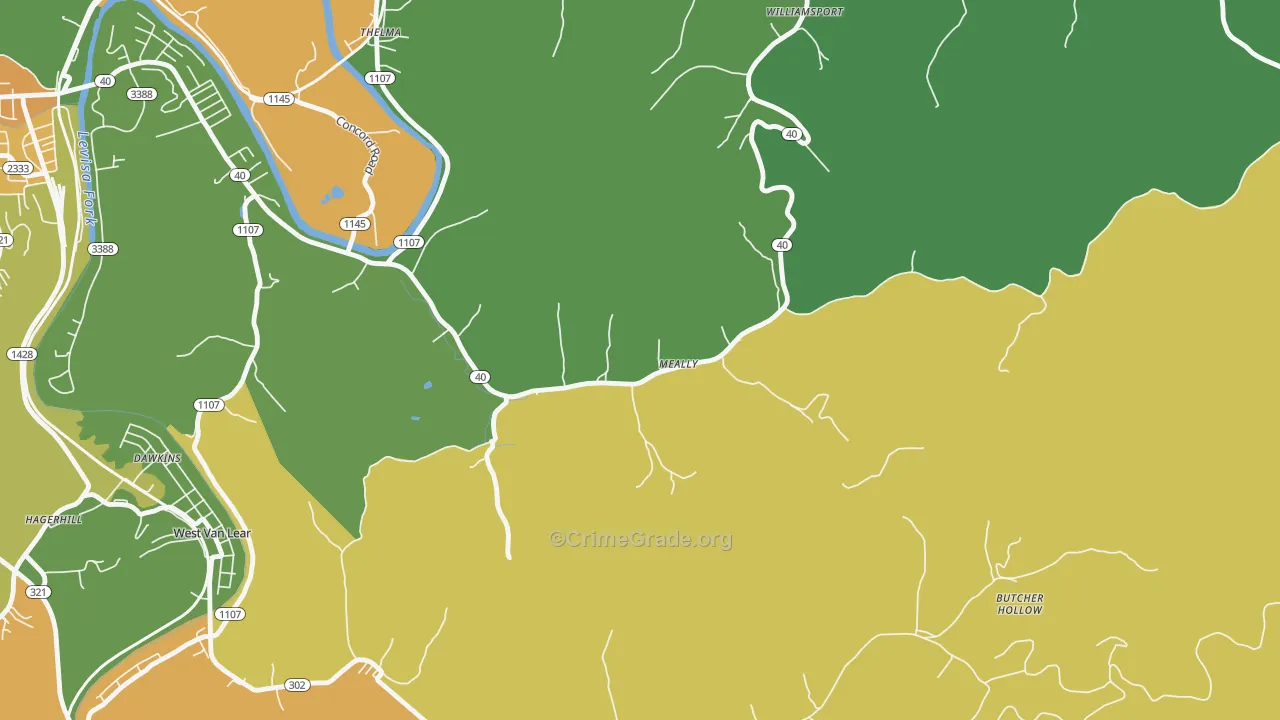 41234, KY Map of Drug-Related Crime Rates