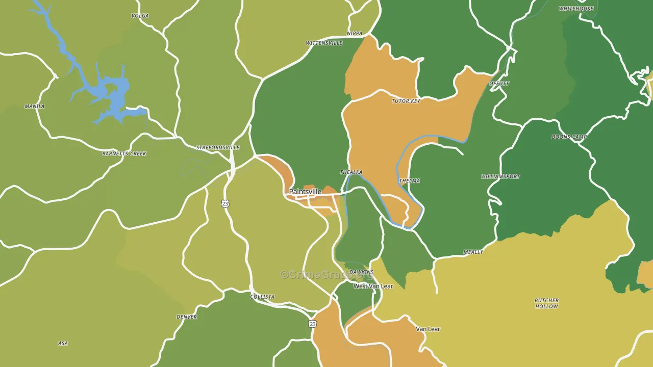 41240, KY Map of Drug-Related Crime Rates