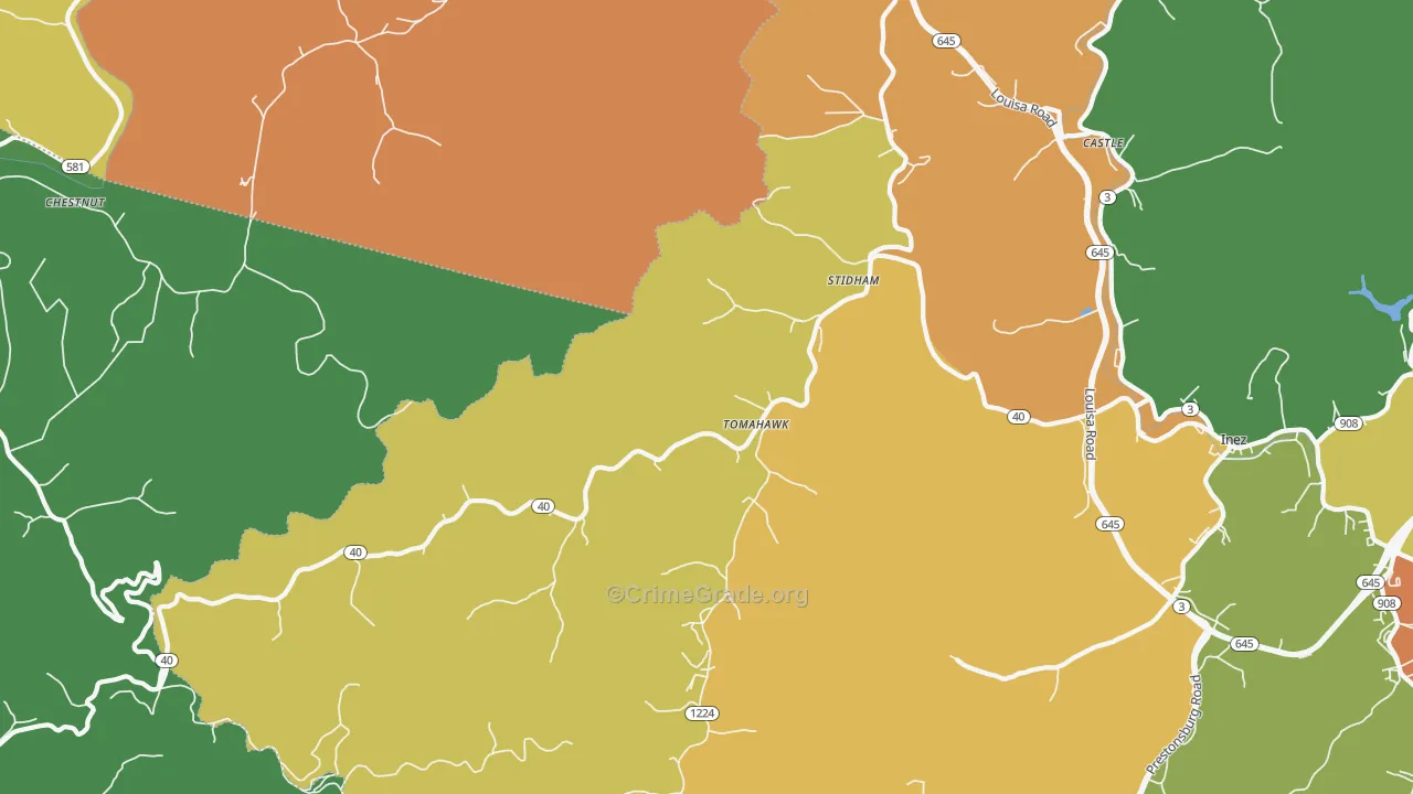 41262, KY Map of Drug-Related Crime Rates
