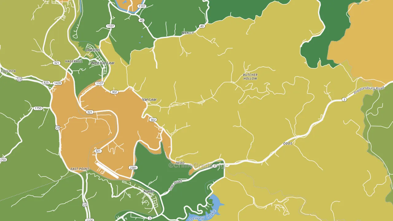 41265, KY Map of Drug-Related Crime Rates