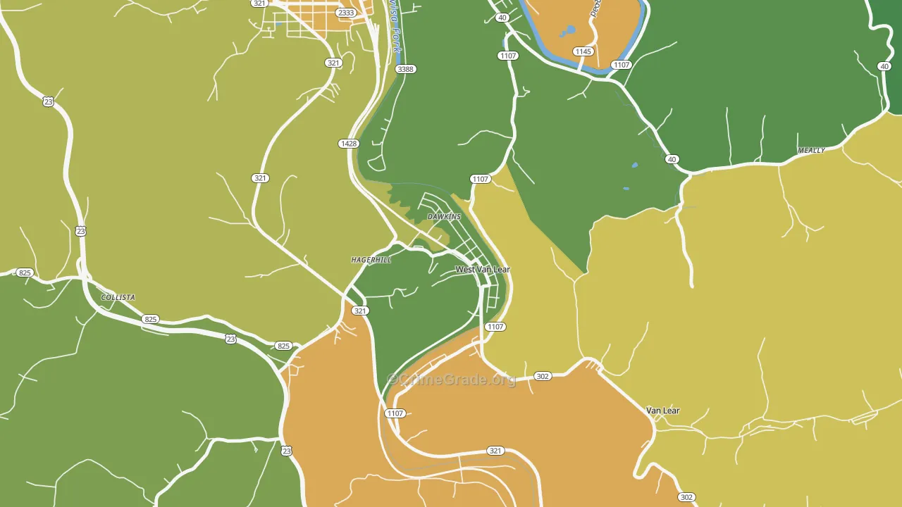 41268, KY Map of Drug-Related Crime Rates
