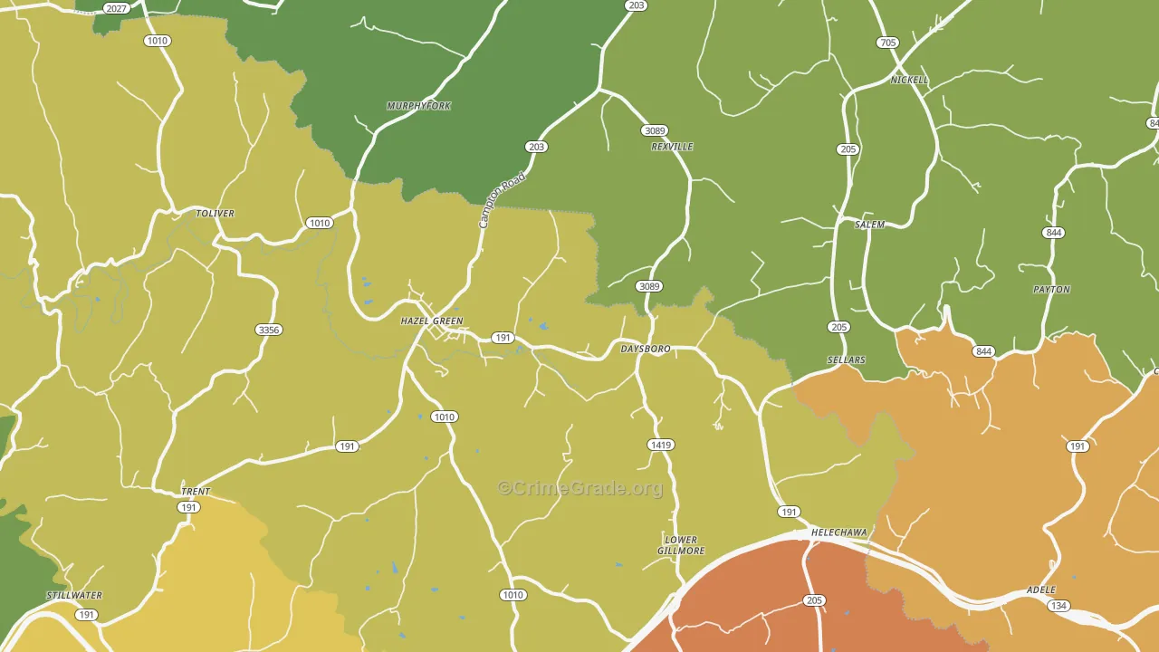 41332, KY Map of Drug-Related Crime Rates