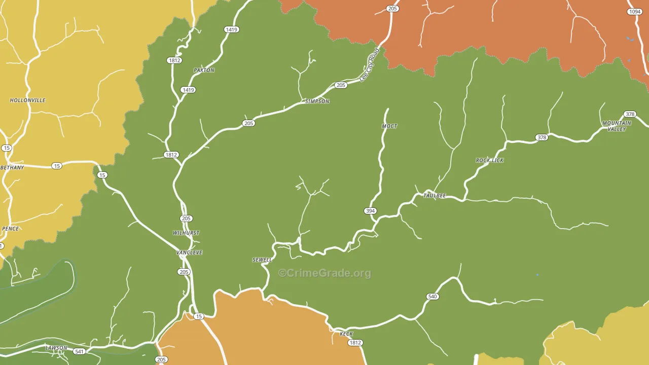 41385, KY Map of Drug-Related Crime Rates