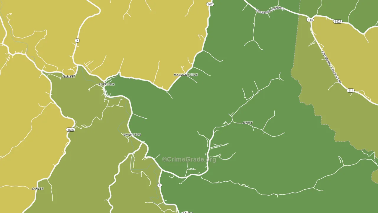 41464, KY Map of Drug-Related Crime Rates