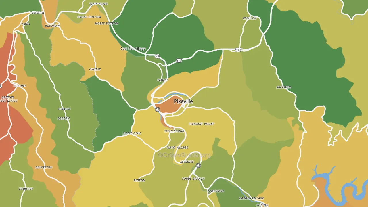 41501, KY Map of Drug-Related Crime Rates