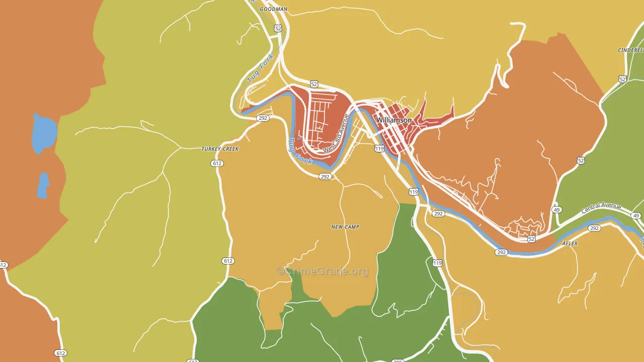 41503, KY Map of Drug-Related Crime Rates
