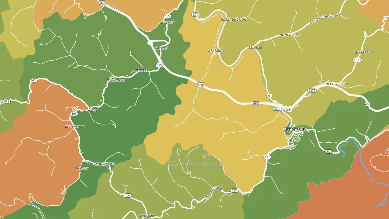41522, KY Map of Drug-Related Crime Rates