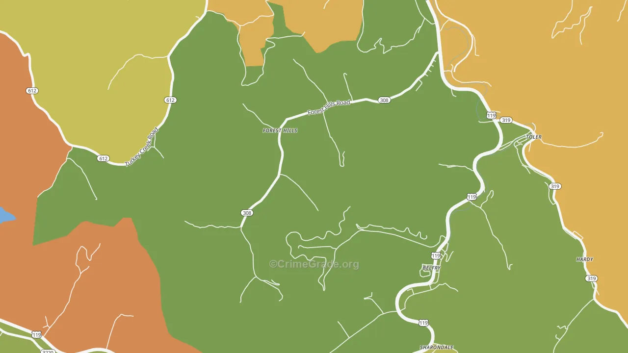 41527, KY Map of Drug-Related Crime Rates