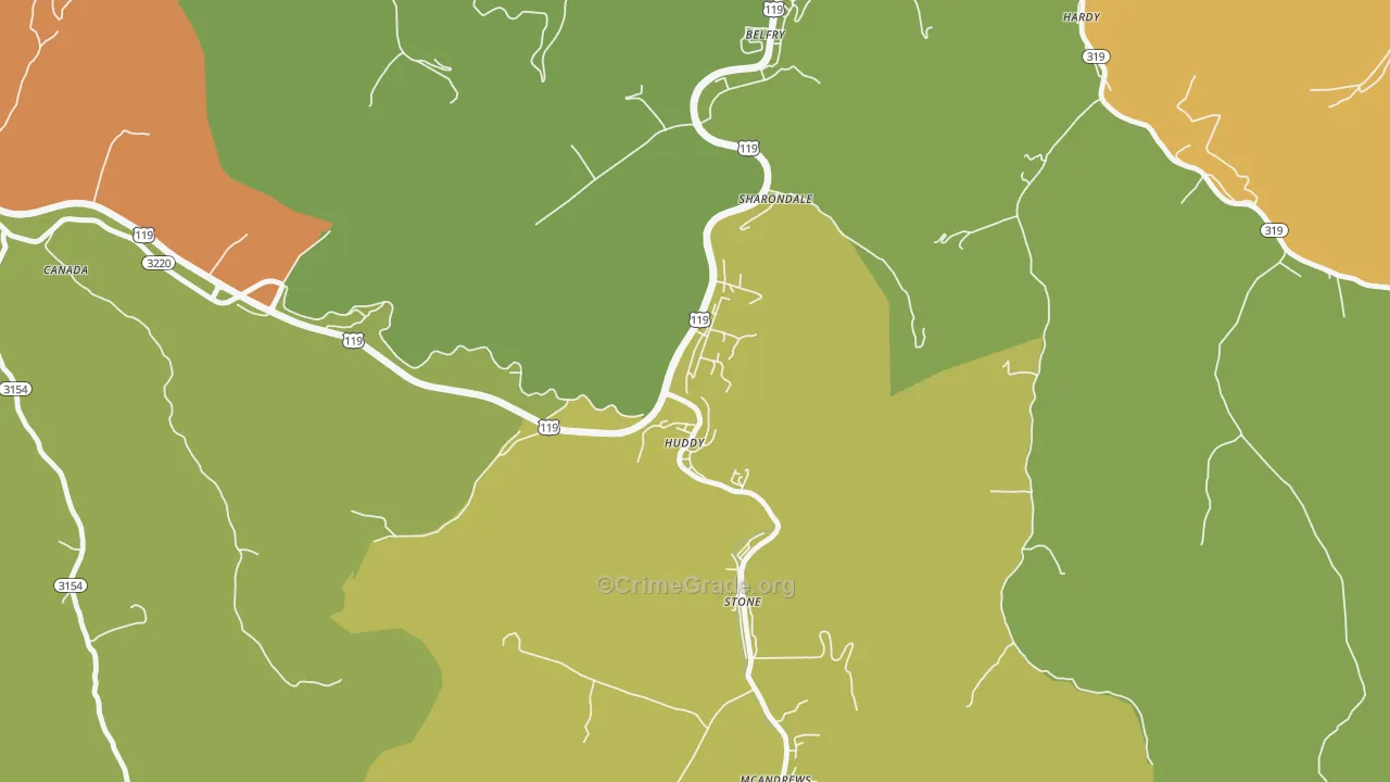 41535, KY Map of Drug-Related Crime Rates