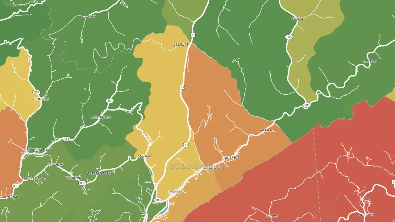 41537, KY Map of Drug-Related Crime Rates
