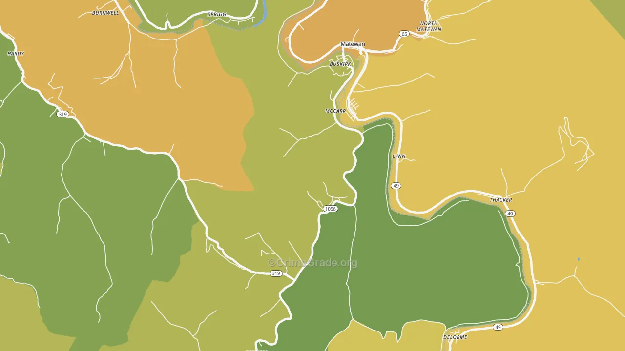 41544, KY Map of Drug-Related Crime Rates