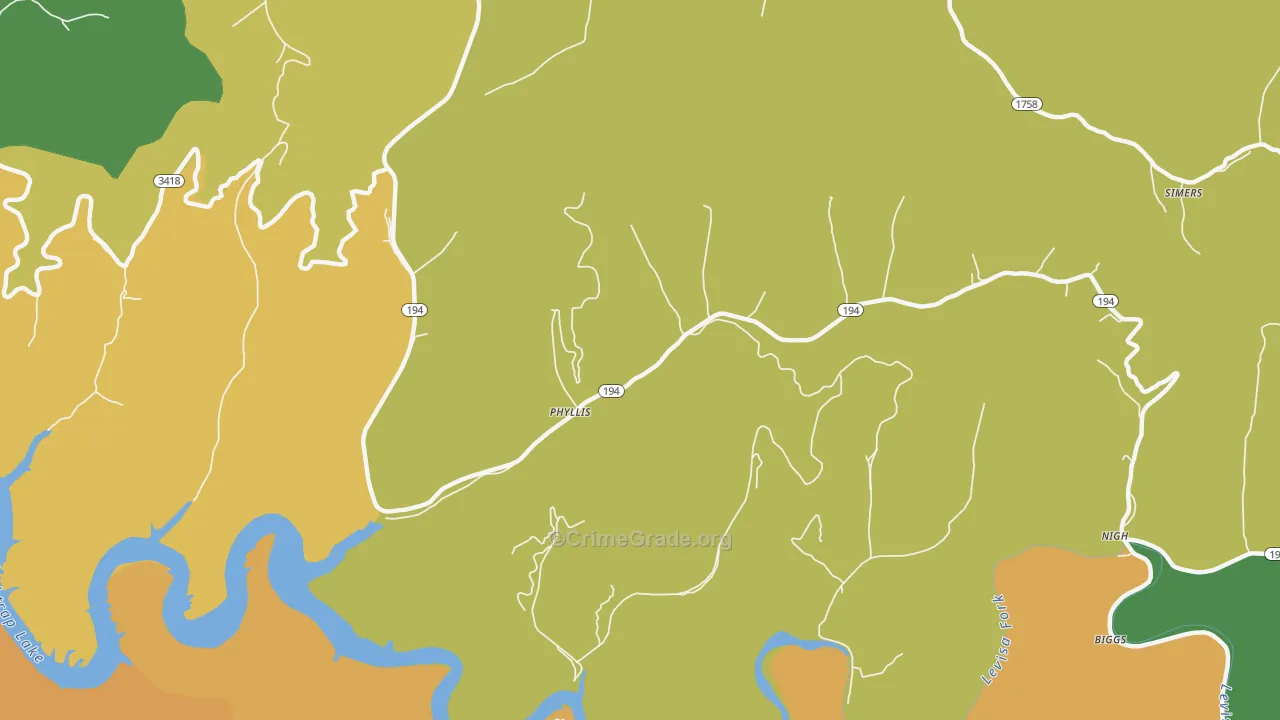 41554, KY Map of Drug-Related Crime Rates