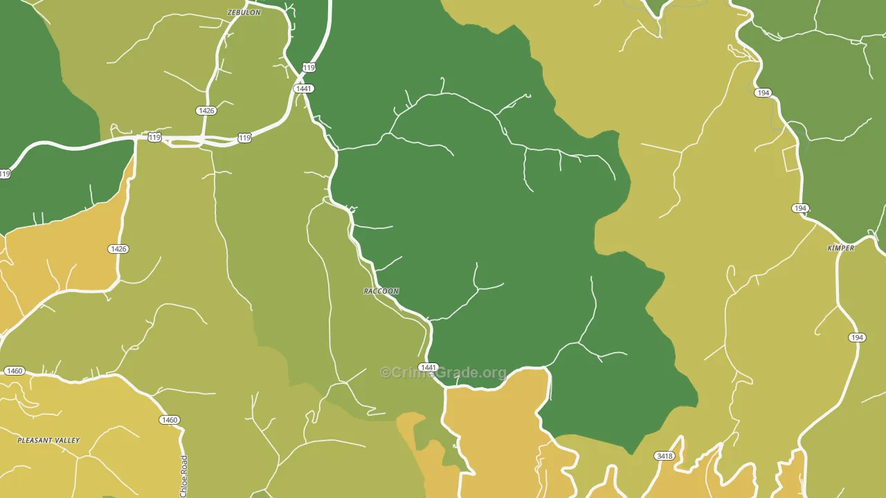 41557, KY Map of Drug-Related Crime Rates