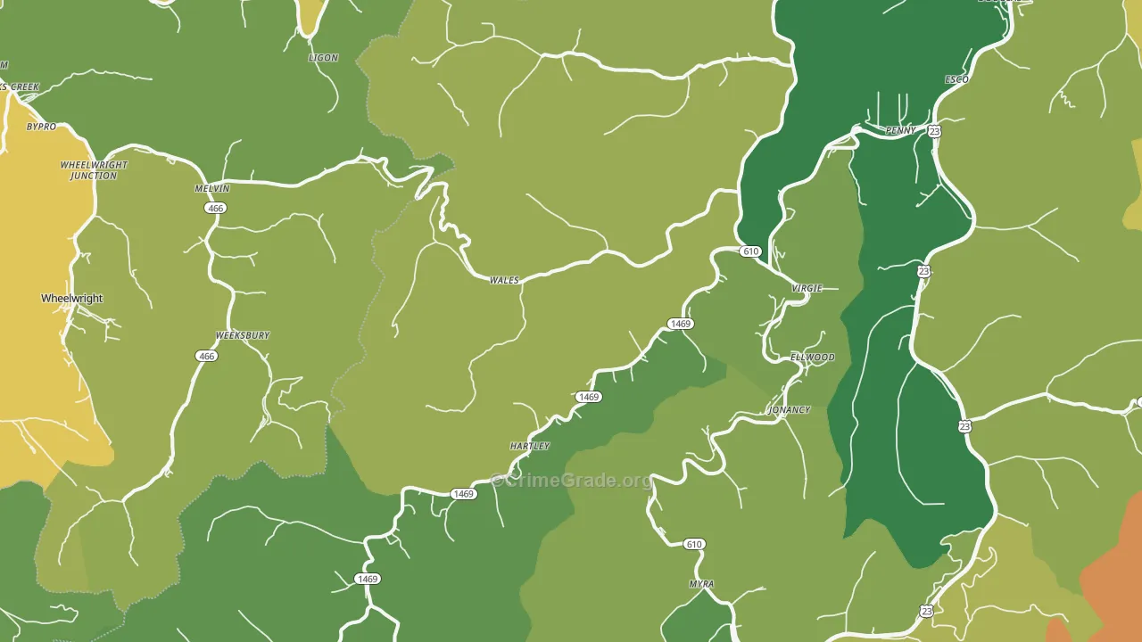 41572, KY Map of Drug-Related Crime Rates