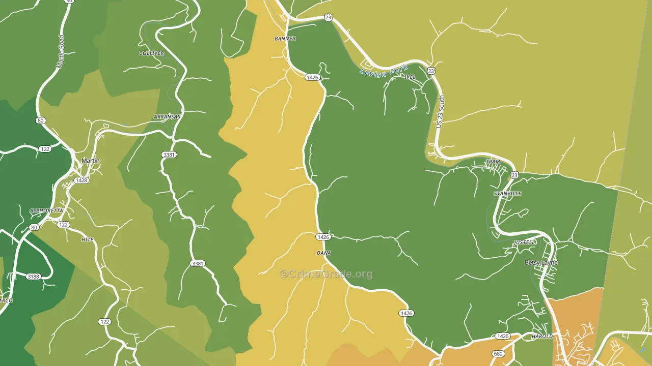 41603, KY Map of Drug-Related Crime Rates