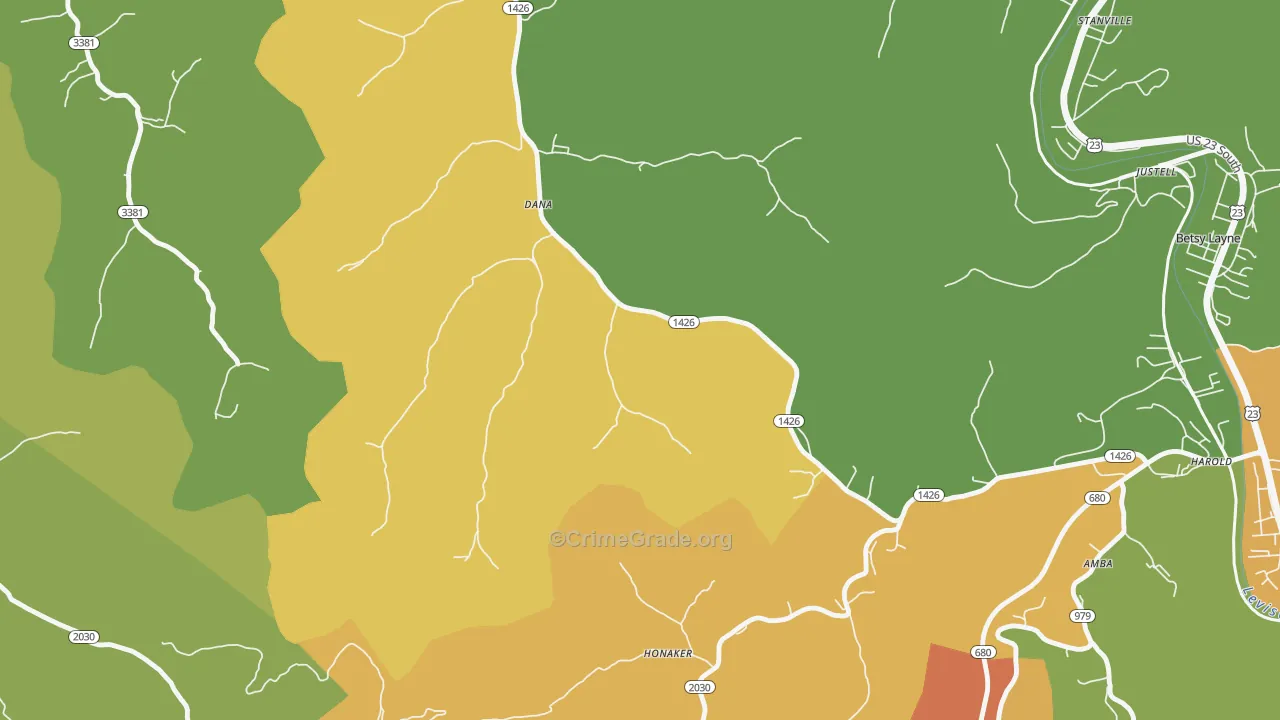 41615, KY Map of Drug-Related Crime Rates