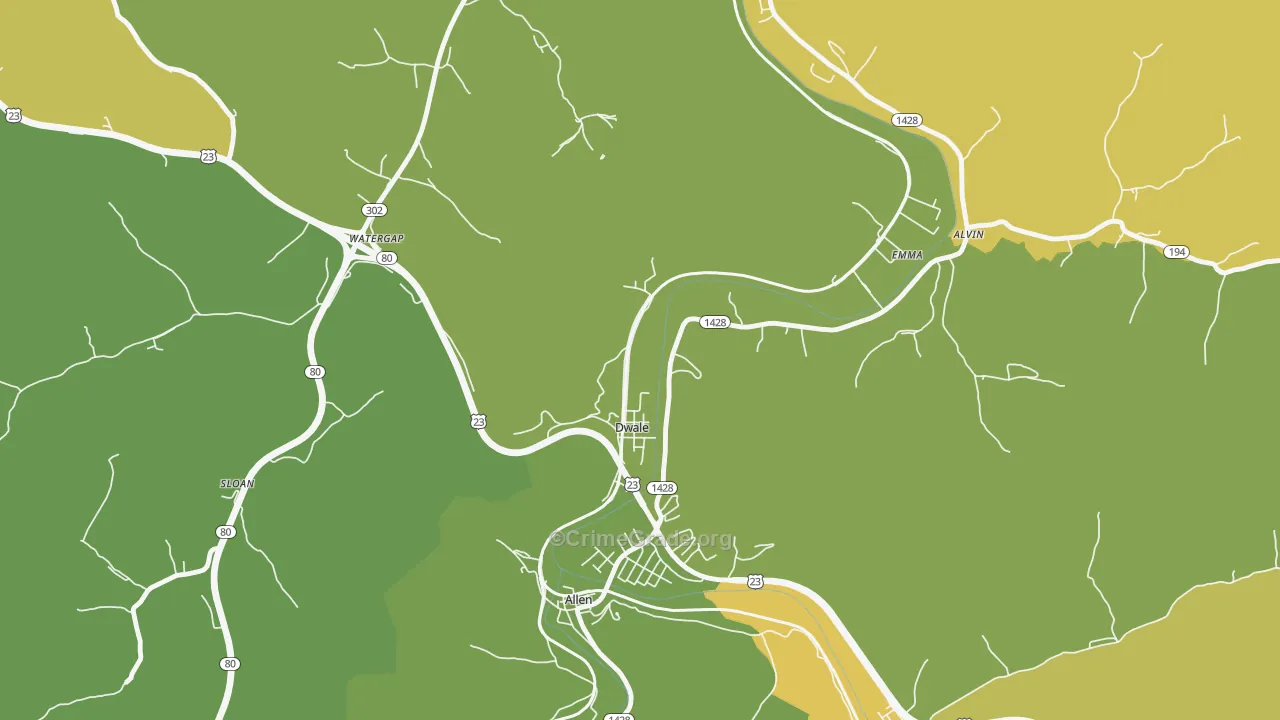 41621, KY Map of Drug-Related Crime Rates