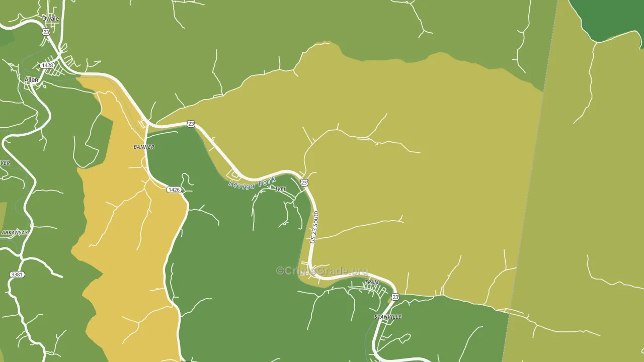 41642, KY Map of Drug-Related Crime Rates