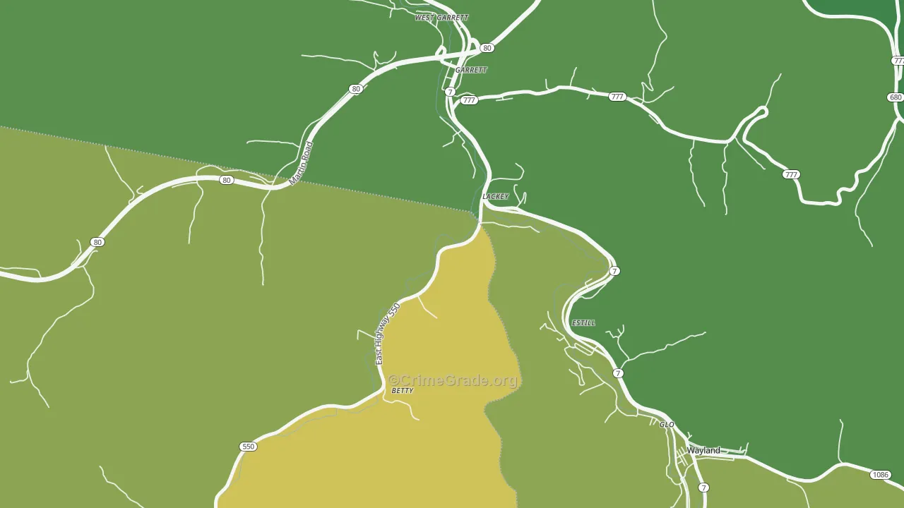 41643, KY Map of Drug-Related Crime Rates