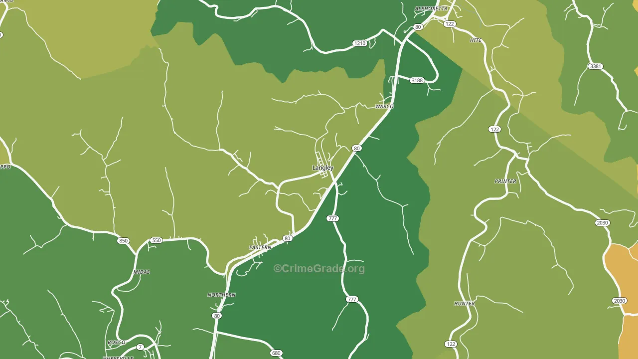41645, KY Map of Drug-Related Crime Rates