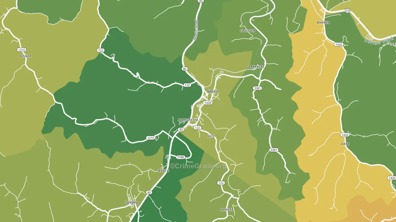 41649, KY Map of Drug-Related Crime Rates