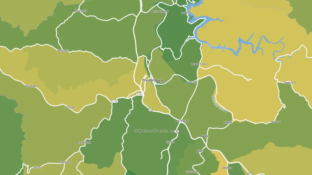 41653, KY Map of Drug-Related Crime Rates