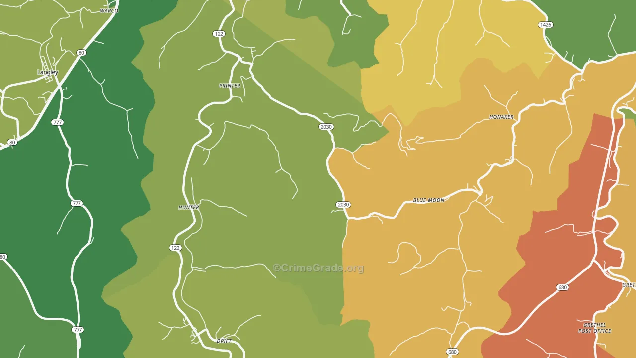 41655, KY Map of Drug-Related Crime Rates