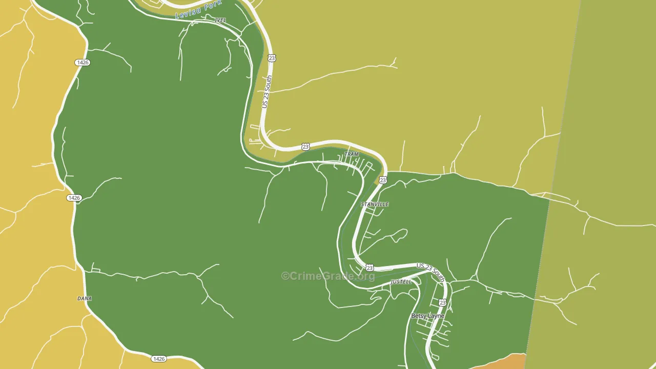 41663, KY Map of Drug-Related Crime Rates