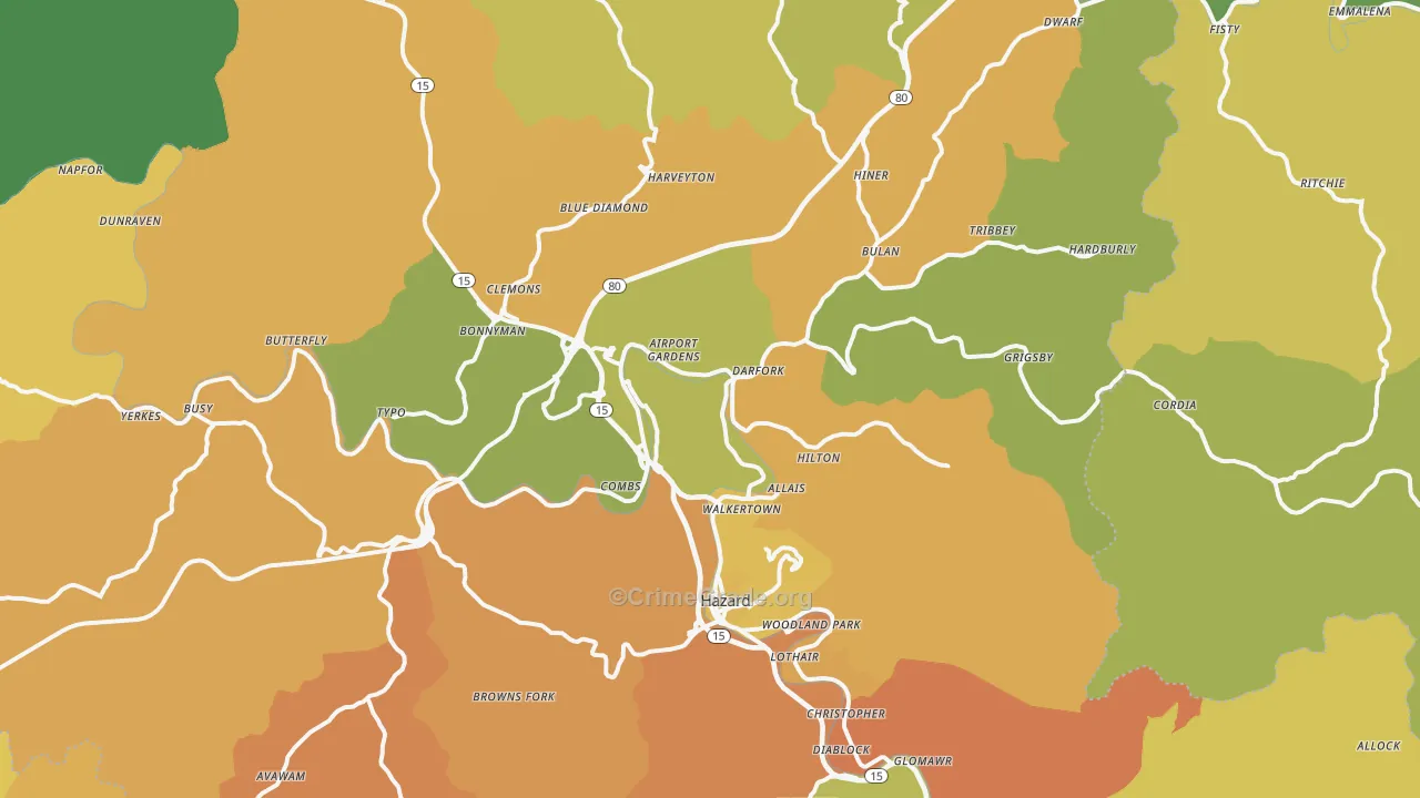 41701, KY Map of Drug-Related Crime Rates