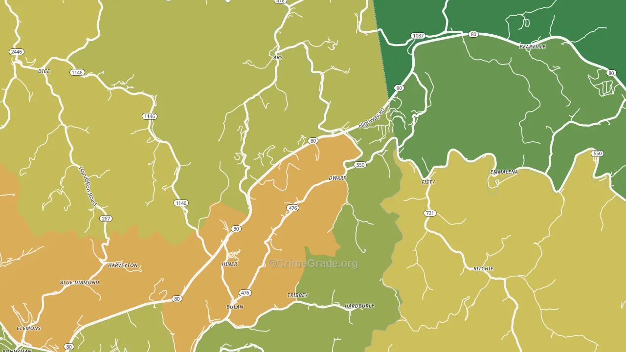 41722, KY Map of Drug-Related Crime Rates