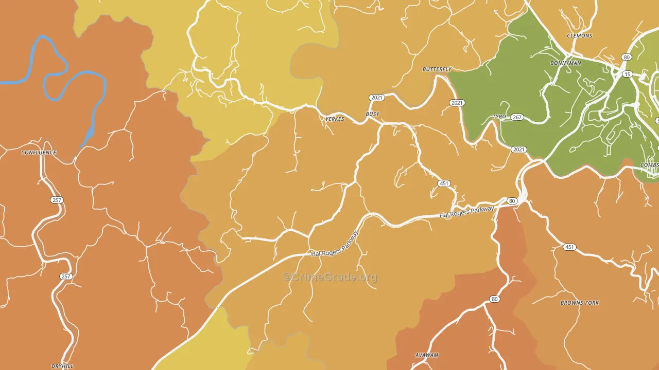 41723, KY Map of Drug-Related Crime Rates