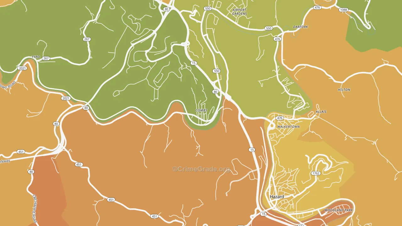 41729, KY Map of Drug-Related Crime Rates