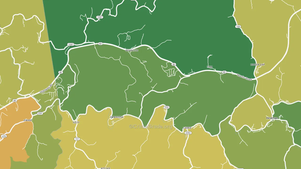 41740, KY Map of Drug-Related Crime Rates