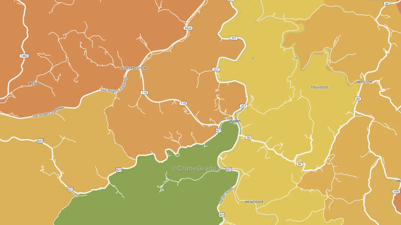 41749, KY Map of Drug-Related Crime Rates