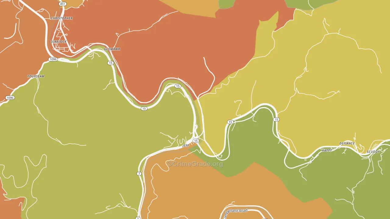 41751, KY Map of Drug-Related Crime Rates