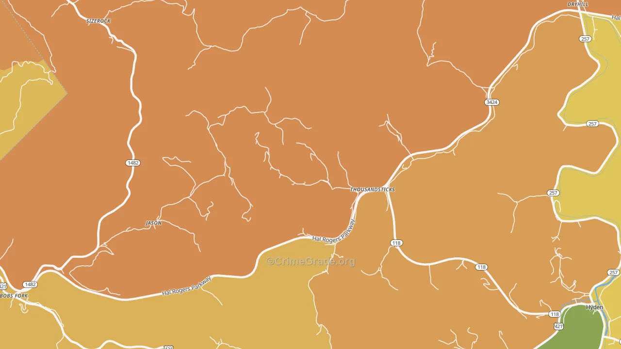 41766, KY Map of Drug-Related Crime Rates