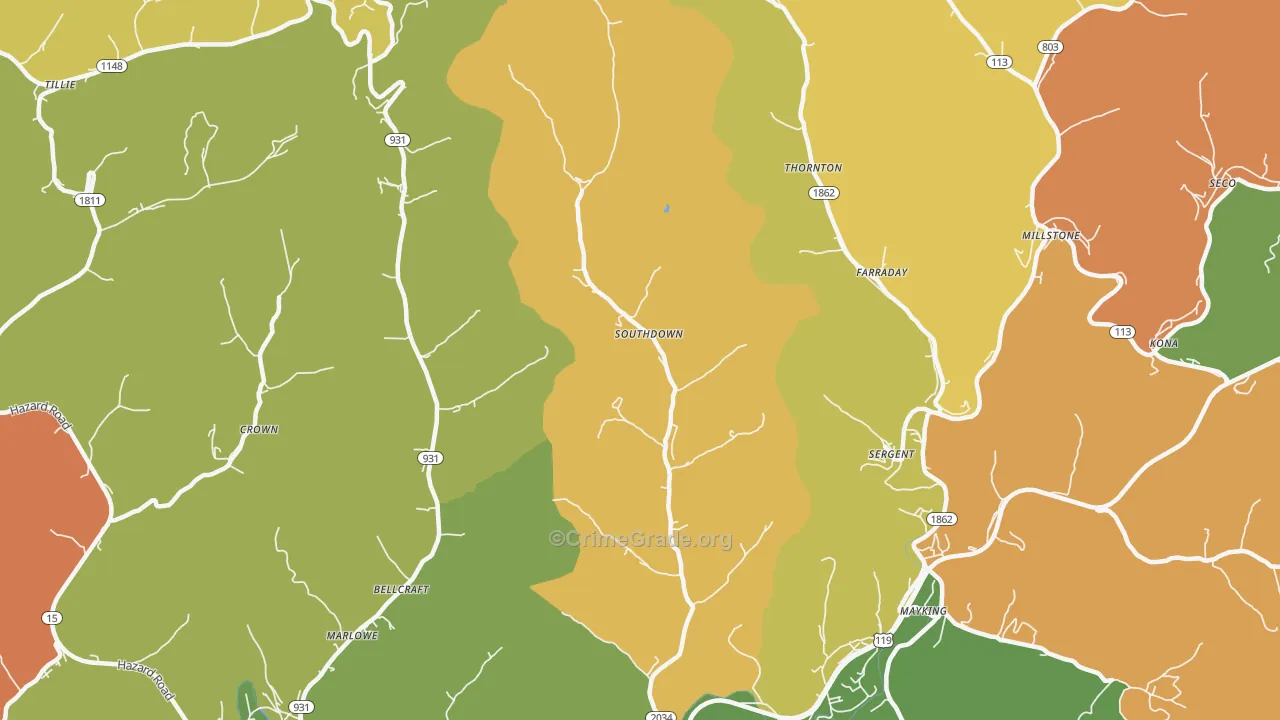 41815, KY Map of Drug-Related Crime Rates