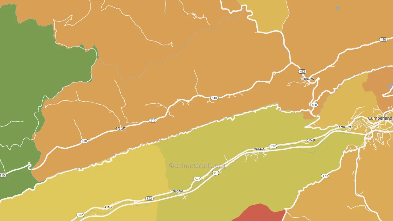 41819, KY Map of Drug-Related Crime Rates