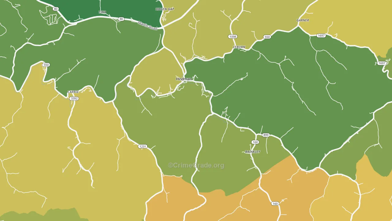 41822, KY Map of Drug-Related Crime Rates