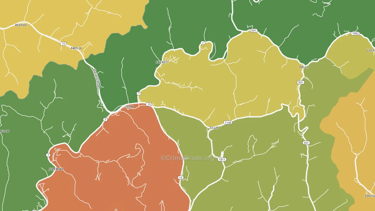 41824, KY Map of Drug-Related Crime Rates