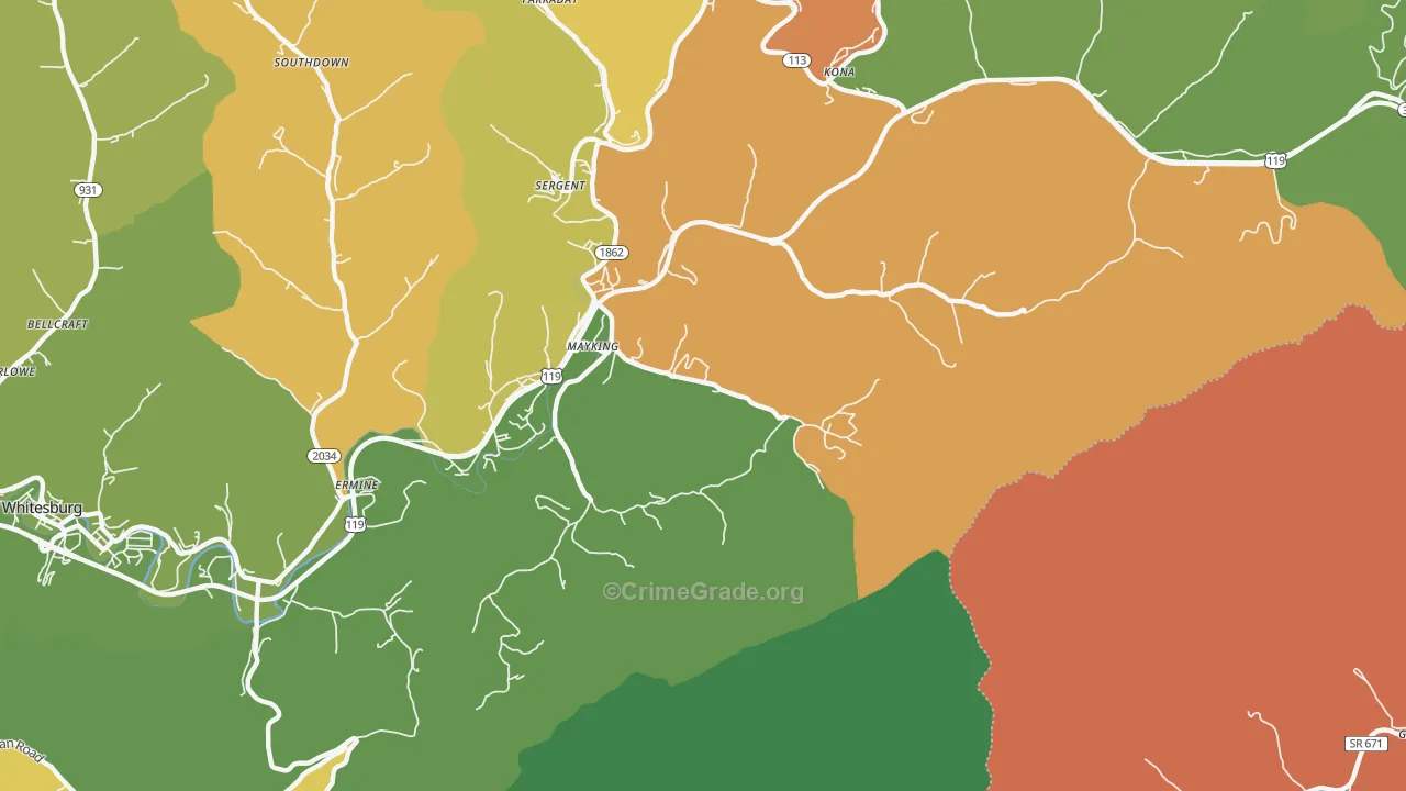 41837, KY Map of Drug-Related Crime Rates