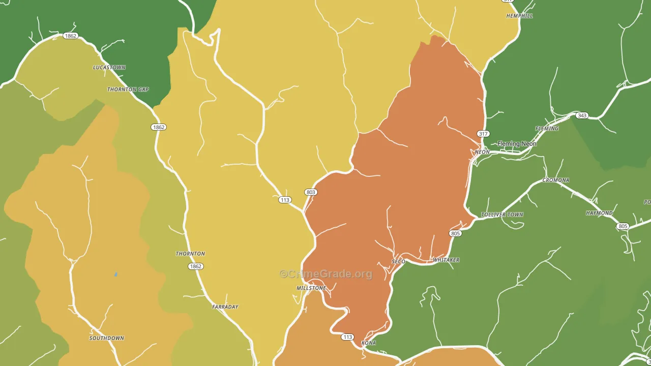 41838, KY Map of Drug-Related Crime Rates