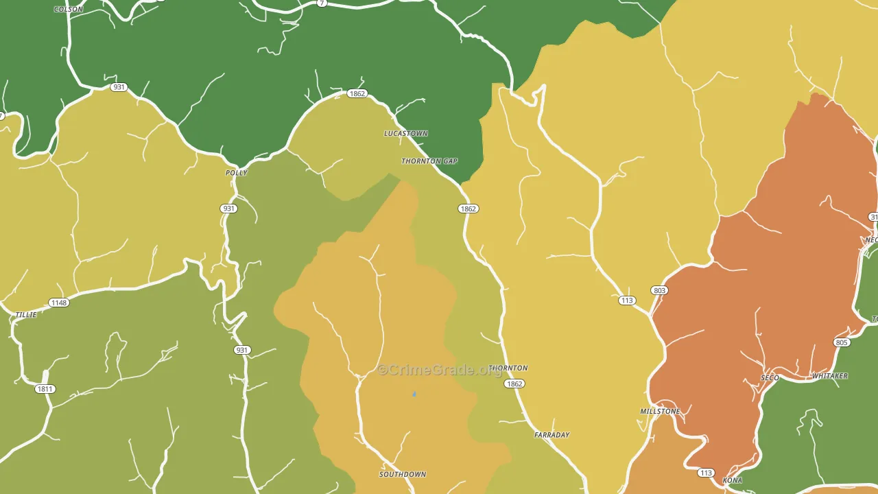 41855, KY Map of Drug-Related Crime Rates