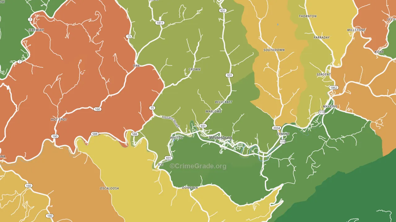 41858, KY Map of Drug-Related Crime Rates