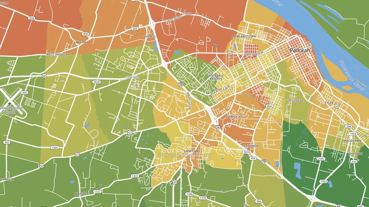 42001, KY Map of Drug-Related Crime Rates