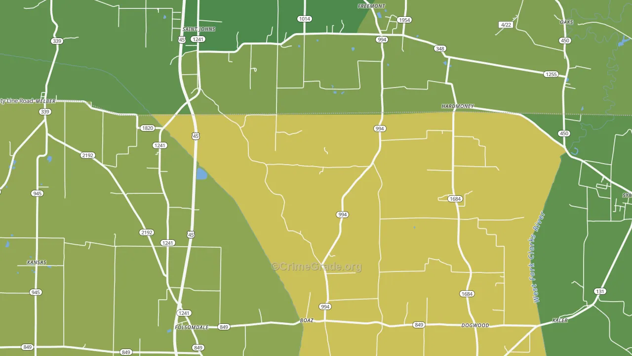 42027, KY Map of Drug-Related Crime Rates