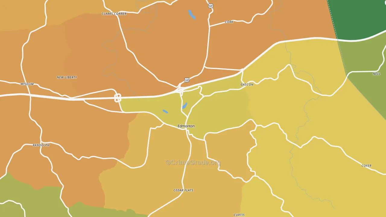 42129, KY Map of Drug-Related Crime Rates
